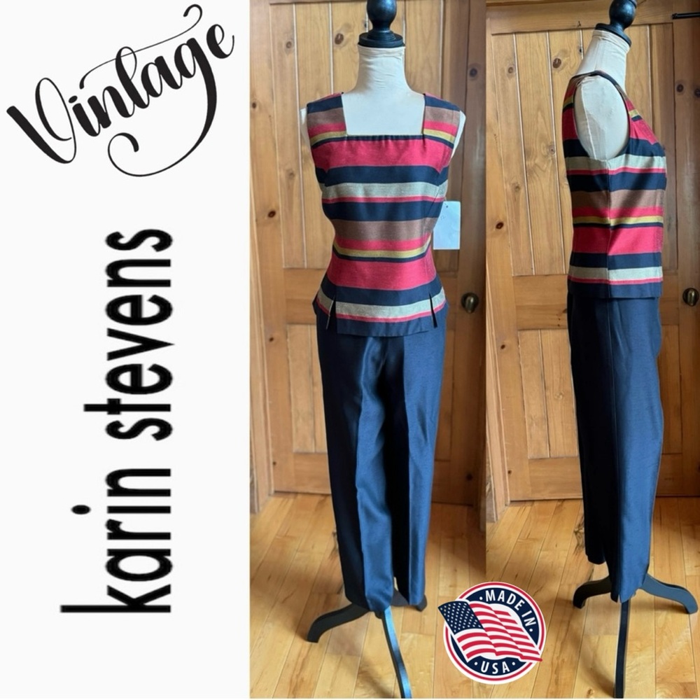 NWT Karin Stevens Vintage Striped Pantsuit (Size 12 appx 28” waist)